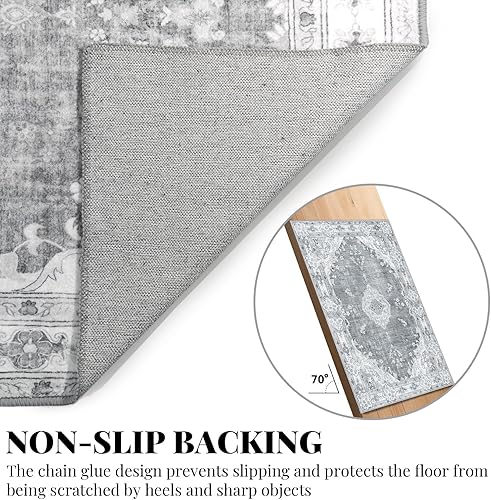 Miniatura 136 de MUJOO - Alfombra de 8 x 10 pies para sala de estar, grande, lavable, bohemio, para dormitorio, antideslizante, abstracto, suave, de pelo corto