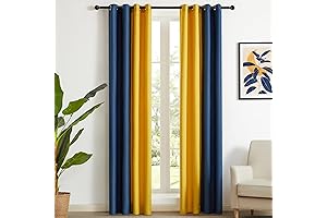 PRIMROSE Navy Blue and Yellow Linen Ombre Curtains: Illuminating Your Home with Coastal Charm