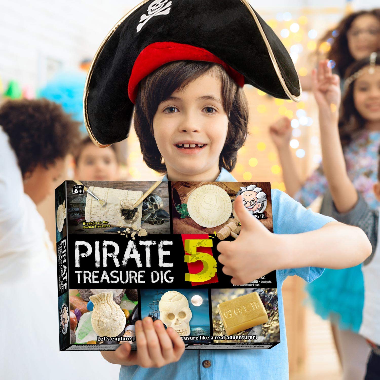 JUGUETES - Kit de excavación de tesoros piratas, 5 ladrillos, kits de excavación de tesoros, juguetes piratas, kits de excavación interactivos, juguetes de excavación interactivos, gran regalo de 8