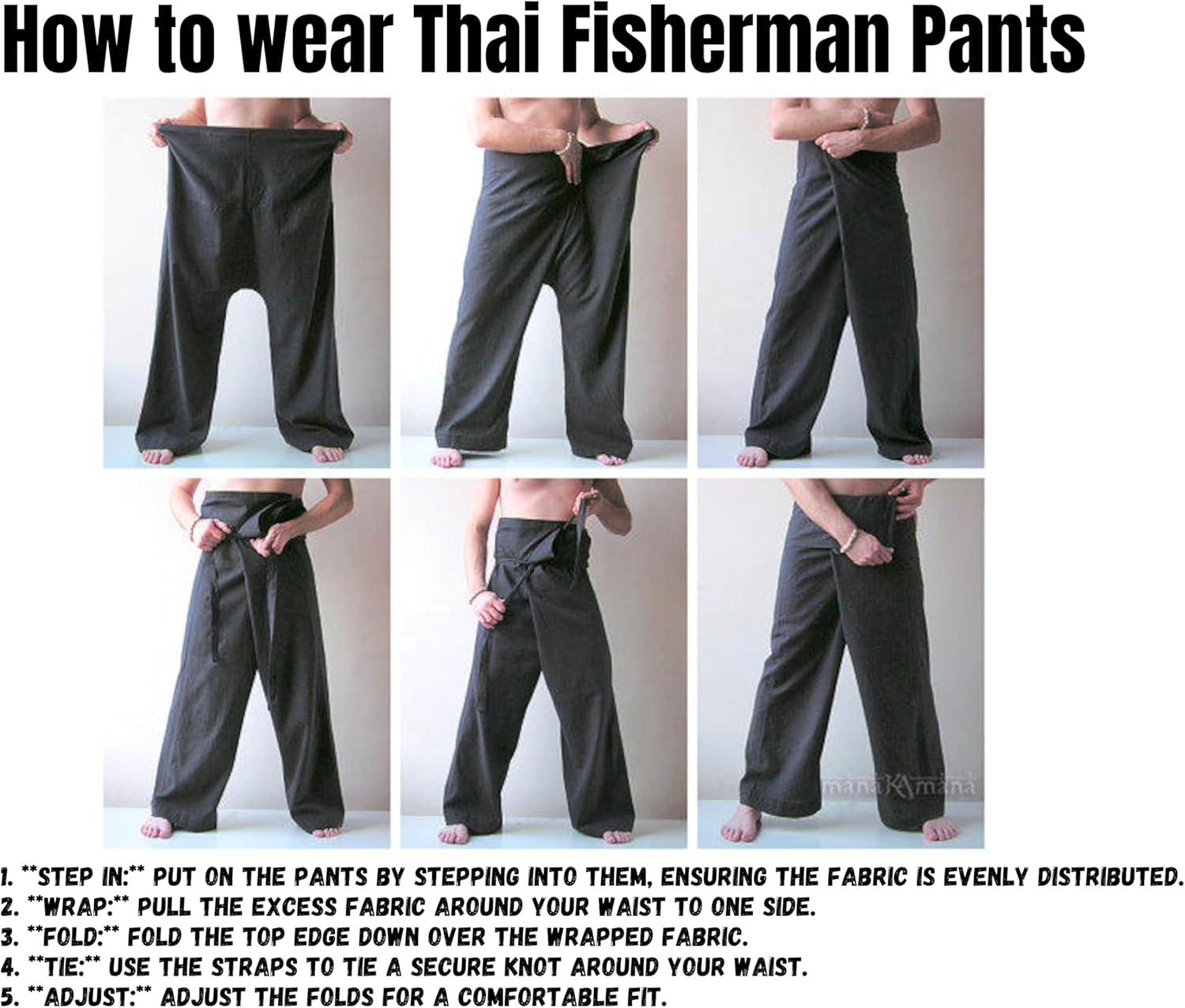 Thai Fisherman Pants Pure Cotton Yoga Pants Plain Color Men/Women - Thai wrap Pants - Image 5