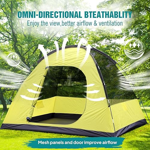 Miniatura 4 de Chihee Tienda de campaña para 3 personas, tiendas de campaña de doble capa, gran capacidad, 4 estaciones, viajes, mochilero, playa, refugio al aire