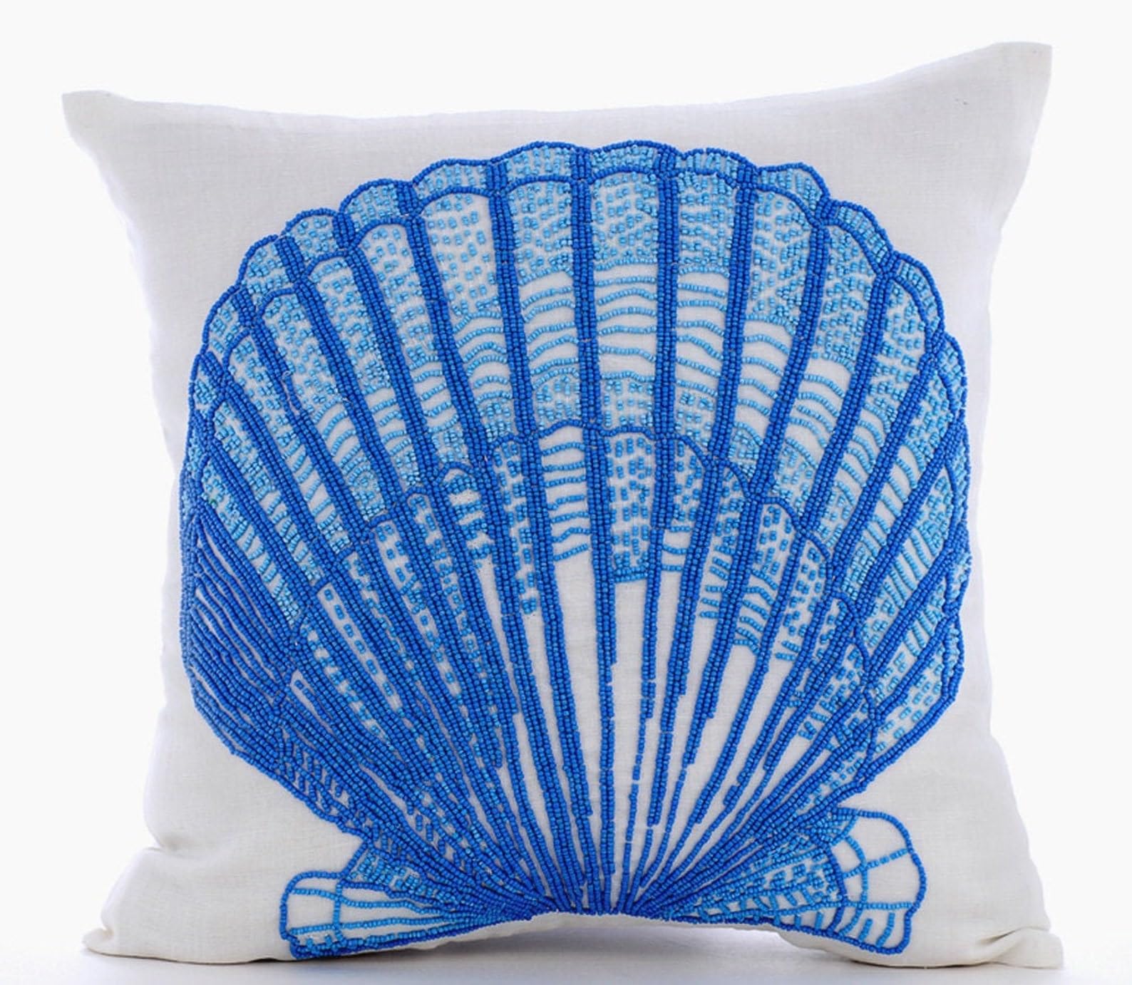 The HomeCentric Decorative Cushion Covers Pack of 2, 55x55 cm (22"x22") Blue, Cotton Throw Cushion Covers, Cushion Covers - Oyster Bay