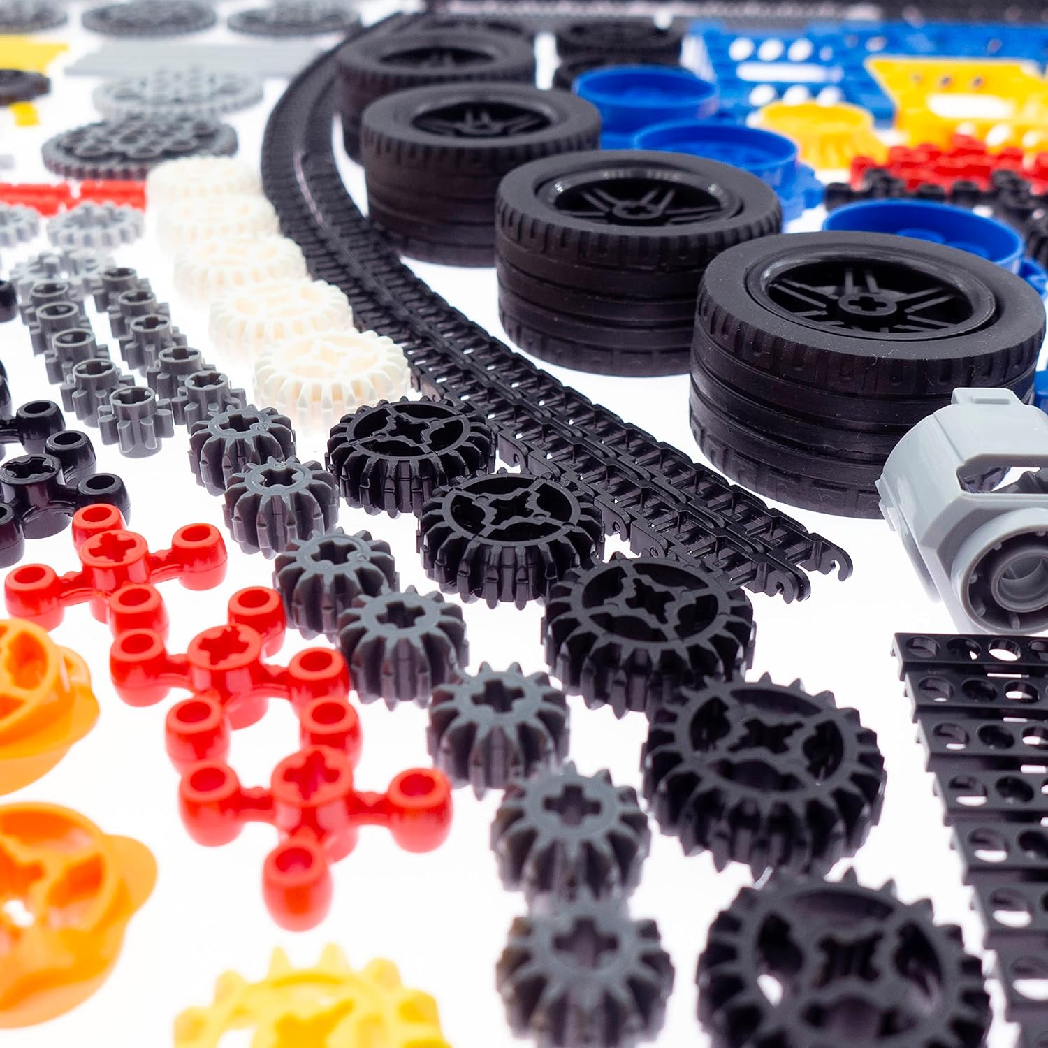 ASTEM Technic Parts 826Pcs Building Blocks with Differentials Wheels Chain Link Connector Joints Track Tank Wheel Shock Absorber Steering Shaft for MOC