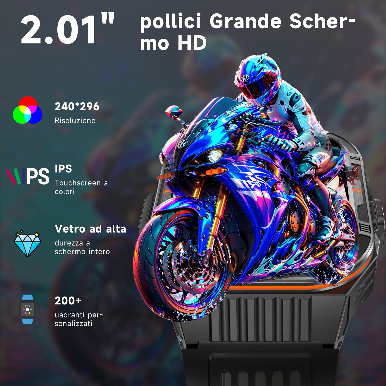 Smartwatch Uomo Militare con AI-GPT, 1100mAh Batteria, 2,01" Orologio Uomo | Chiamata Bluetooth, Torcia LED, Bussola, 110+ Sport, IP68, Frequenza Cardiaca, Sonno, compatibile con Android e iOS