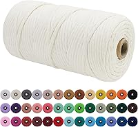 Vista 52 de JeogYong Cordón de macramé de un solo hilo 1mm x 426 yardas (1279 pies) Cuerda de algodón suave Hilo de macramé de 1 mm, suministros de macramé