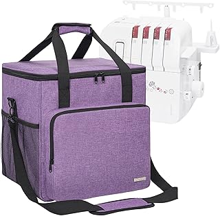 GMAK Serger Tragetasche, Universal Overlock-Aufbewahrungstasche mit Bodenpolsterung, Aufbewahrungstaschen, Reisetasche mit Schultergurt für die meisten Standard-Overlock-Nähmaschinen und Zubehör, Lila