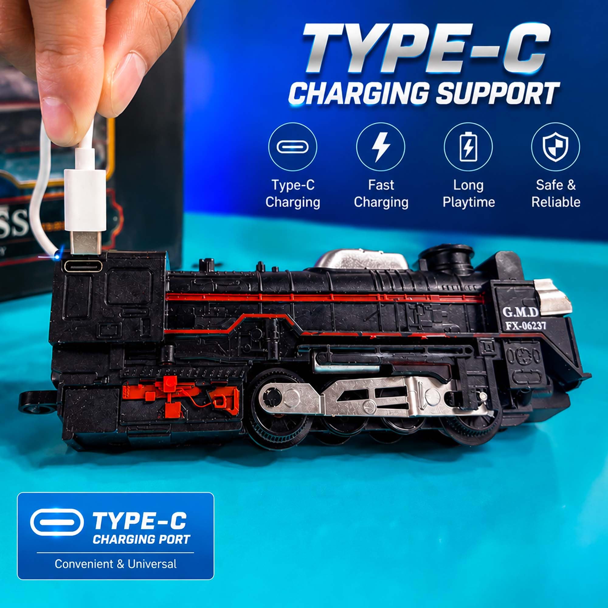 NHR Rechargeable Train Set - Kids Electric Steam Train -5 NHR Rechargeable Train Set - Kids Electric Steam Train -5