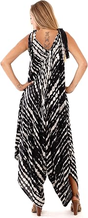 SHU-SHI Womens Boho Harem Jumpsuit Casual Sleeveless One Piece Romper Wide Leg Loose Fit Tie Dye
