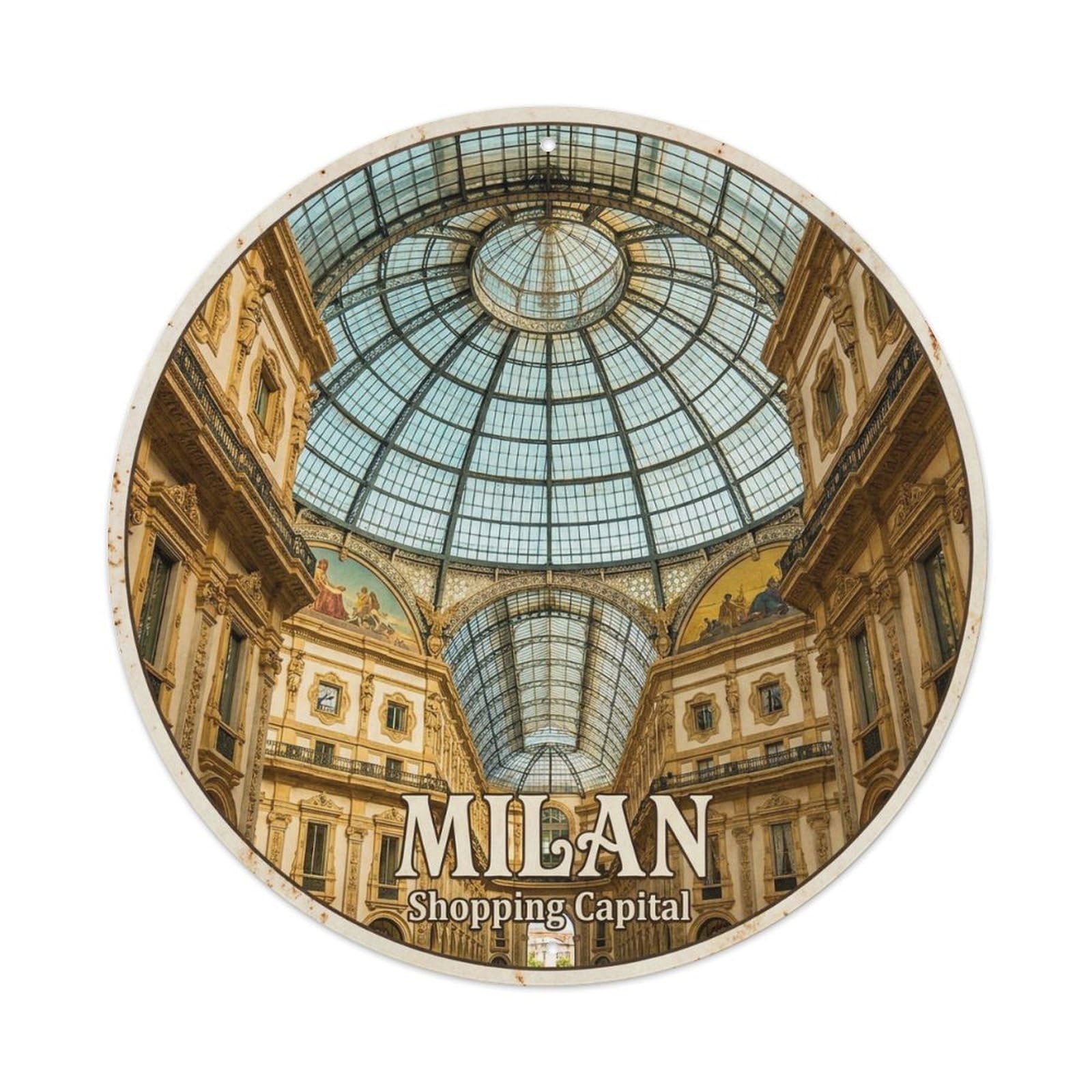 Vintage Travel Milan Italy Wonder Metal Tin Sign