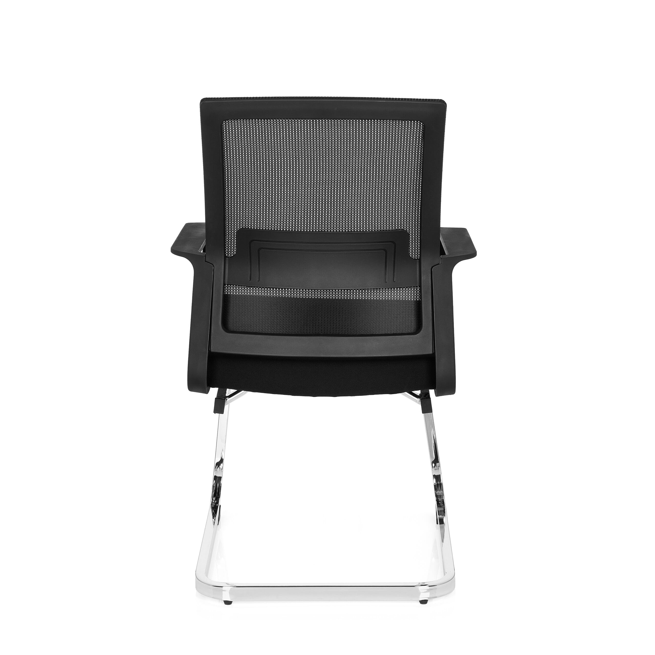 hjh OFFICE 732060 Besucherstuhl Inventor V Stoff/Netzrücken Schwarz Stuhl Freischwinger mit Lordosenstütze