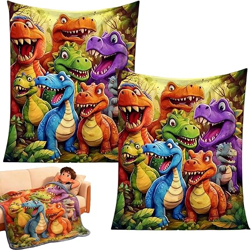 2026 New Cute Smiling Dinosaurs HD Digital Print Flannel, 50