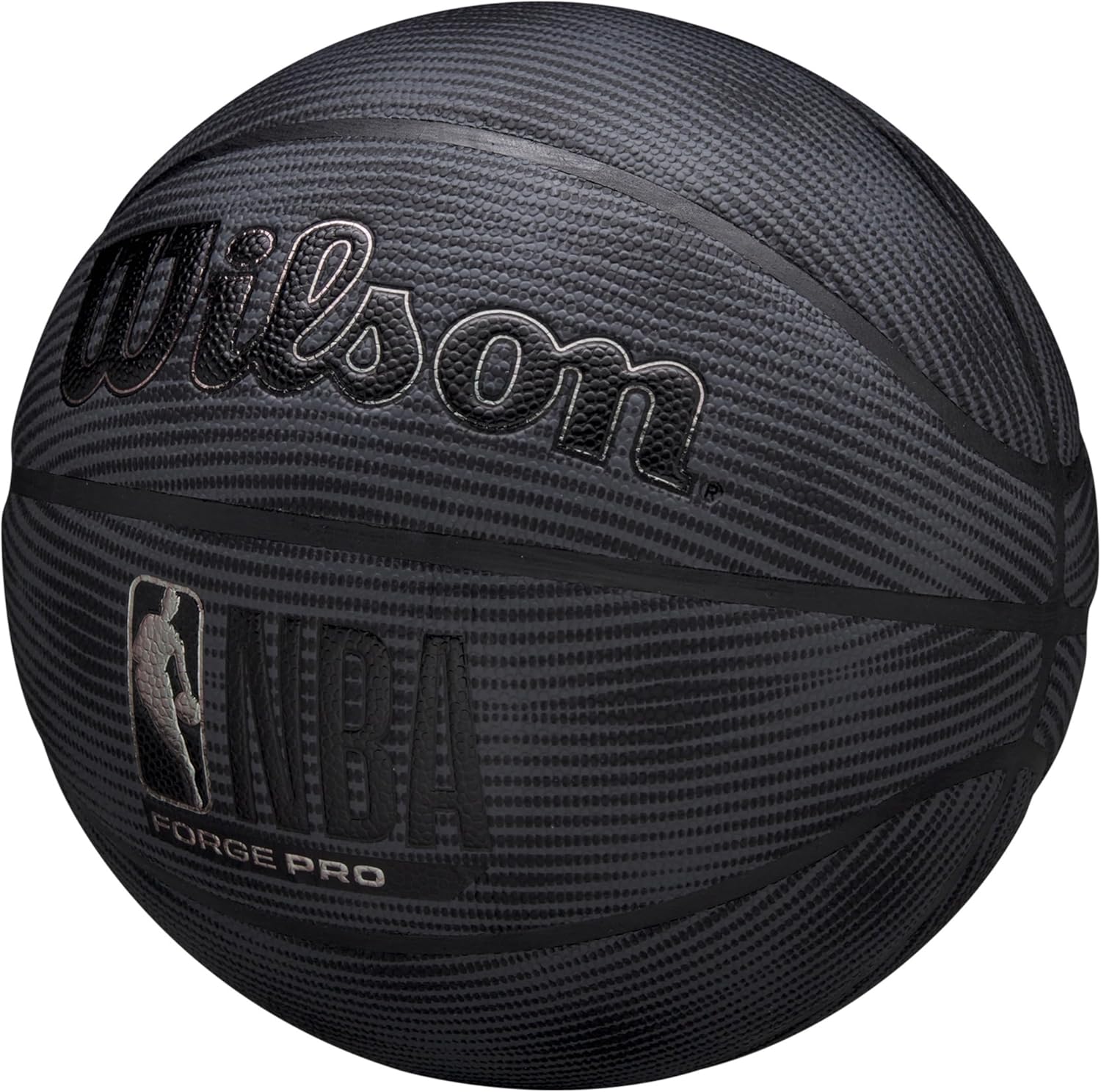 WILSON NBA Forge Pro Midnight Indoor/Outdoor Basketball - Black/Silver, Size 7-29.5"