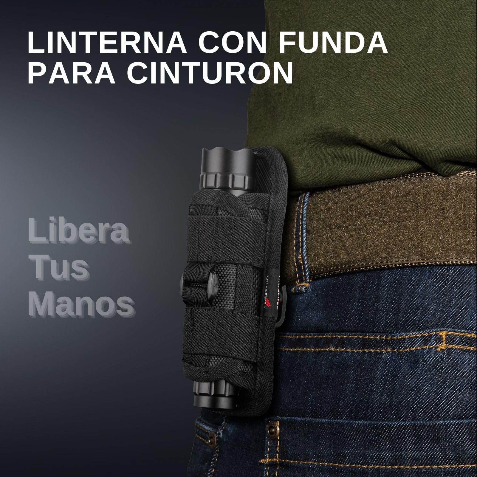 Ultrafire linterna táctica recargable con estuche, 1000 lúmenes lámpara de policía con estuche cinturón, 3 modos linterna LED para la seguridad, las fuerzas de la orden, patrulla, camping, WF-501BX