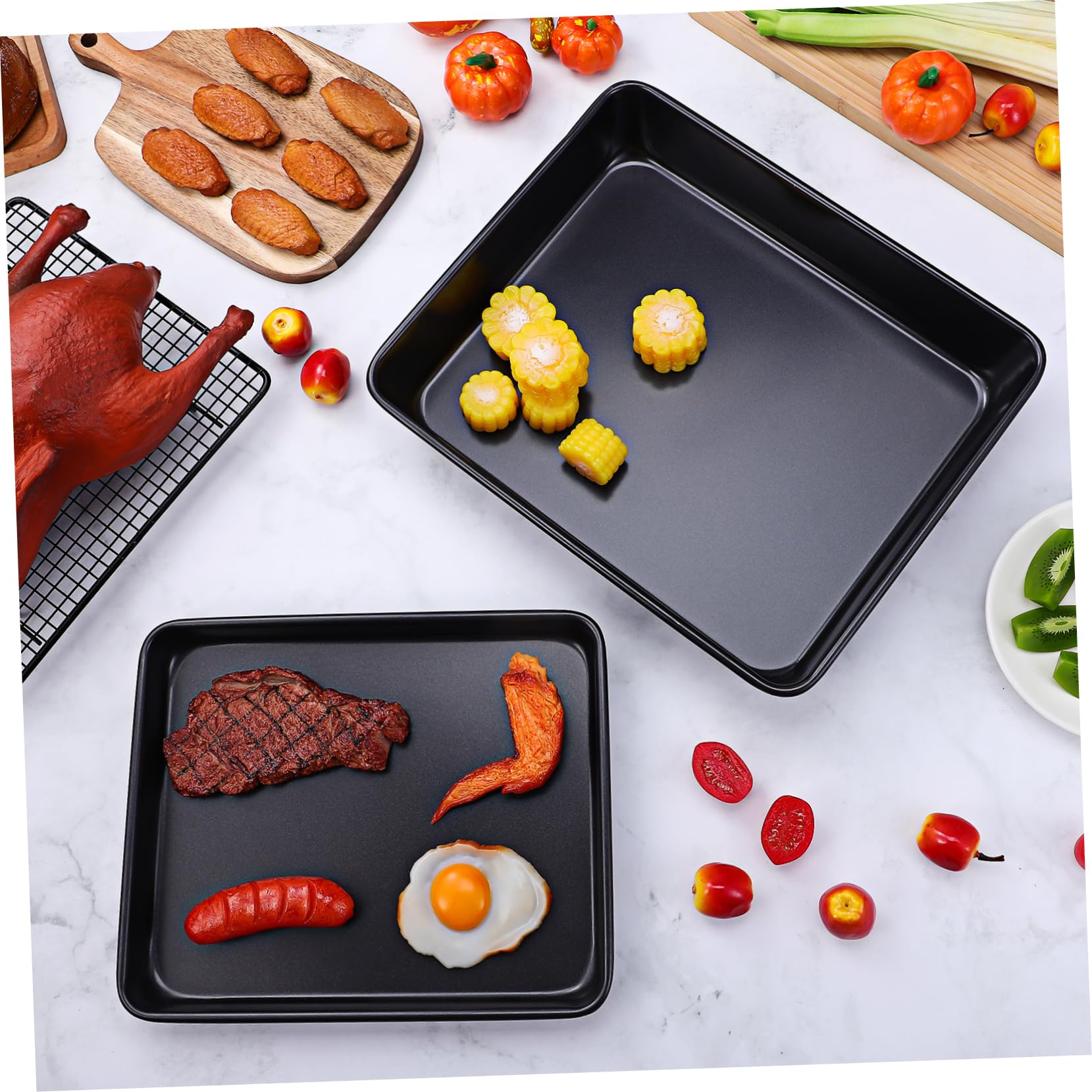 2stücke Ofenbleche Aus Edelstahl Backblech Für Toaster-ofen Backbleche Metallbleche Zum Backen Und Grillen Kochbleche Für Küche
