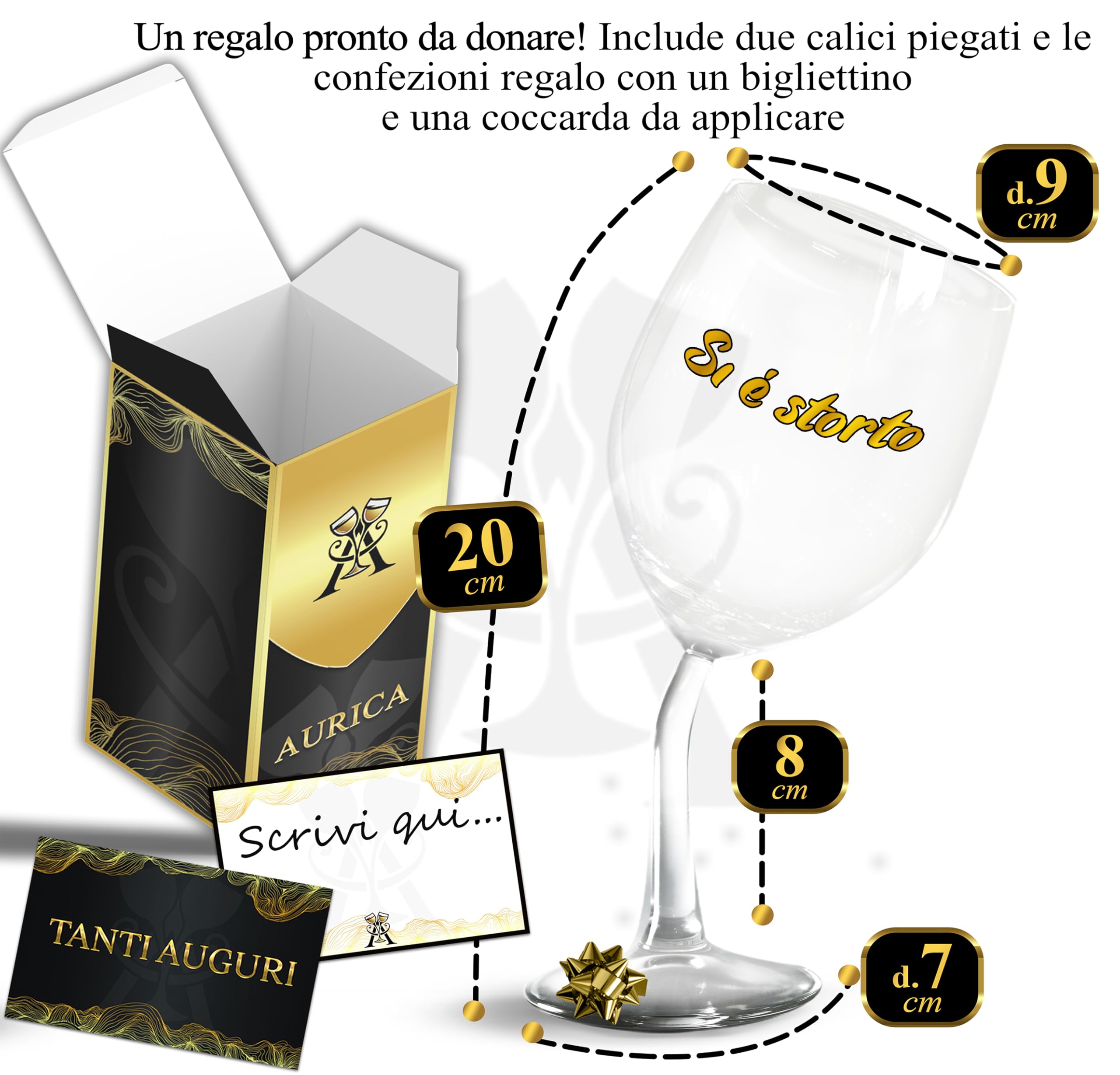 Coppia Calici Vino Personalizzati SI È STORTO - COME NOI QUANDO FINIREMO – 2 Bicchieri Storti Per Una Risata Prima Del Brindisi - Regalo Spiritoso Con Confezione Regalo Inclusa