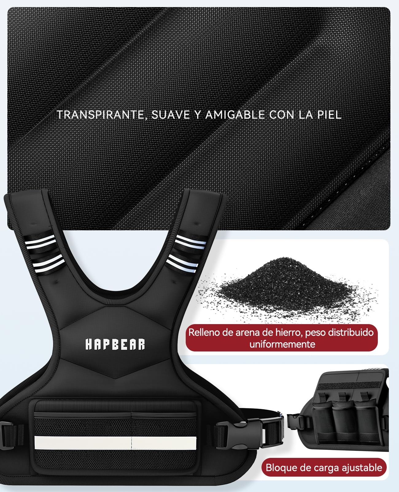 HAPBEAR Chaleco Lastrado -Ajustable de 1.8-4.5 kg, Chalecos con Peso Corporal para Entrenamientos en casa, Correr y Entrenamiento de Fuerza