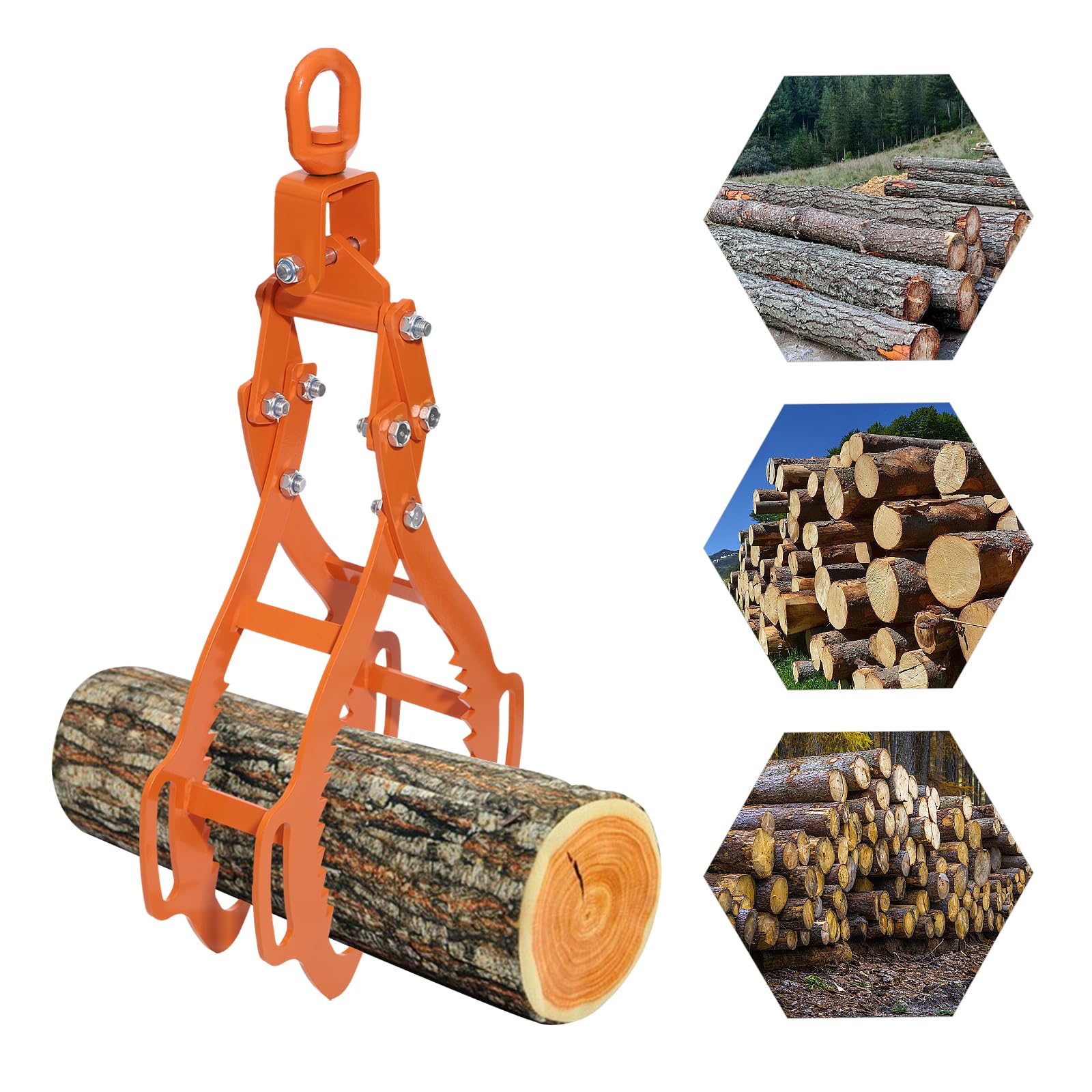 Forstzange für Baumstämme bis 710 mm, 28 Zoll Versetzzange Holzzange Rückezange für Verladearbeiten im Wald Hebezange mit 4 Klemmdornen, Zugkraft bis 1202kg