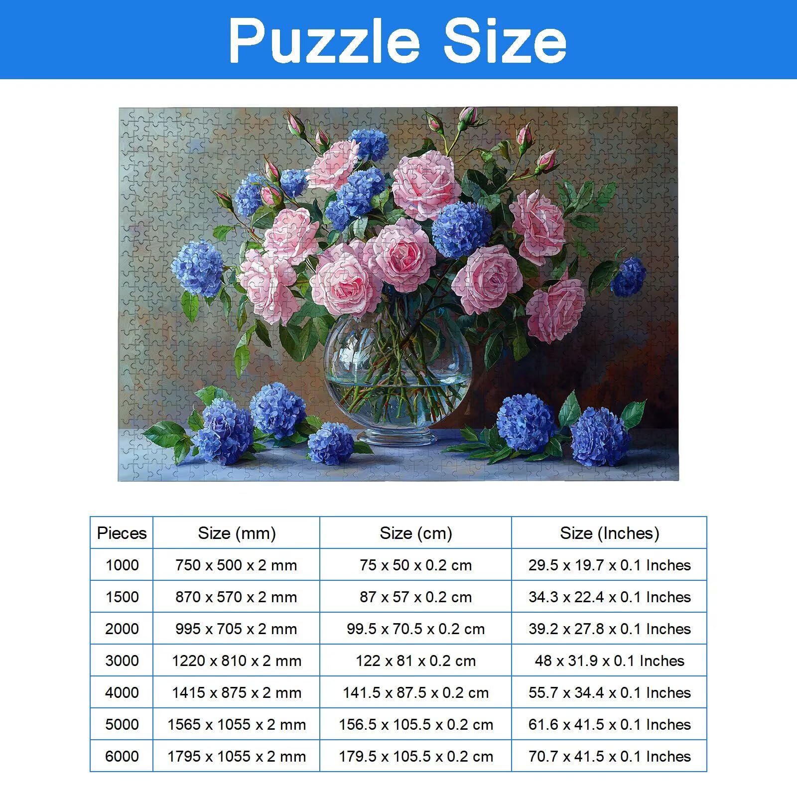 Puzzle 6000 Pezzi Rosa, Puzzle Fiore 6000 Pezzi Arte per Adulti e Bambini, Misura: 179.5x105.5 cm, Puzzles Legno per Adulti con Squisita Scatola di Imballaggio, Idea Regalo Donna, Regalo Uomo, -7265