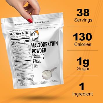 It's Just! - Mass Gainer Powder, 100% Maltodextrin (Complex Carbohydrates), Sustained Energy, Rapid Absorption, Non-GMO, Easily Add to Any Protein Shake, 3lbs / 38 Servings