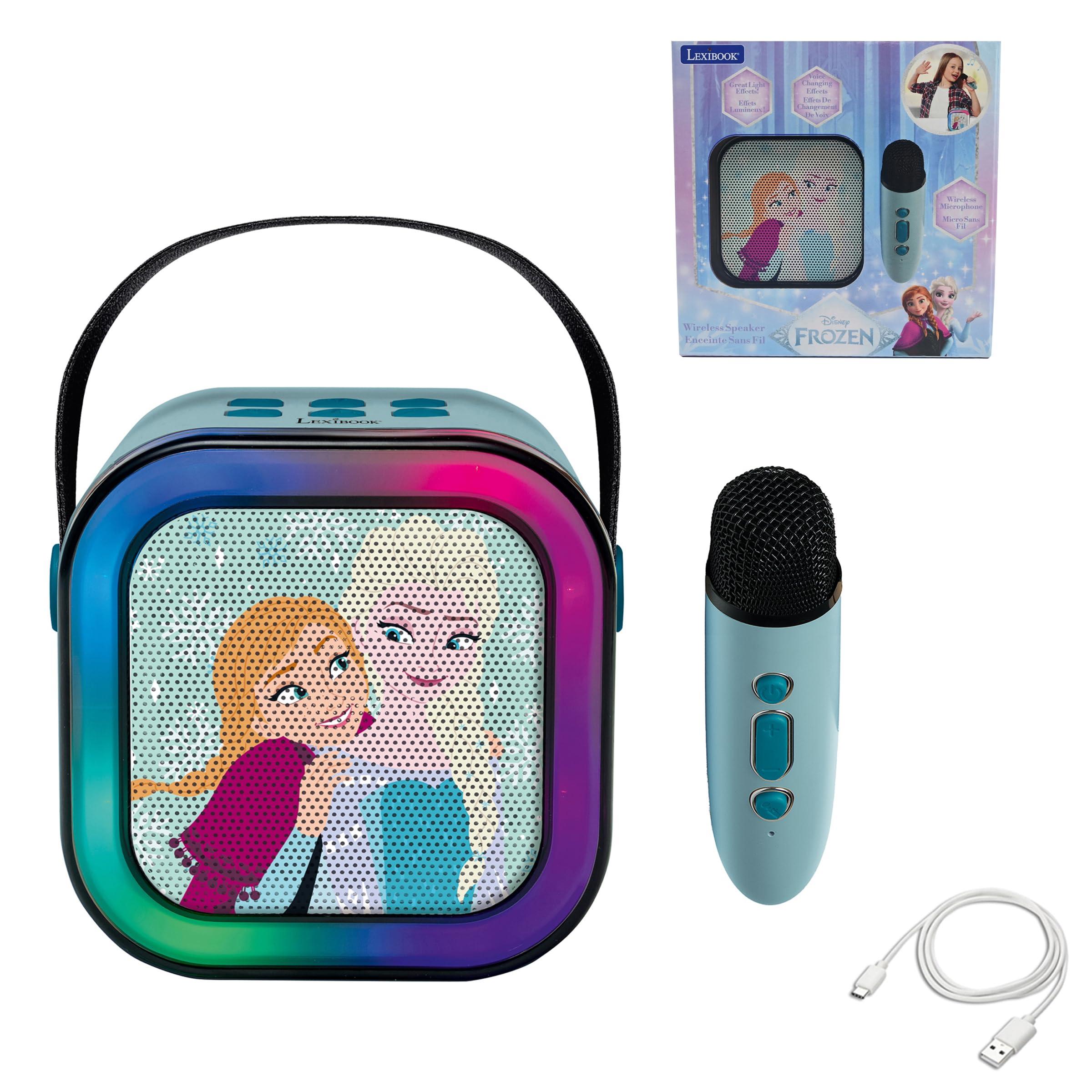 LEXIBOOK, Frozen, Karaoke Speaker, 1 Microphone, Blue, BTC020FZLXB