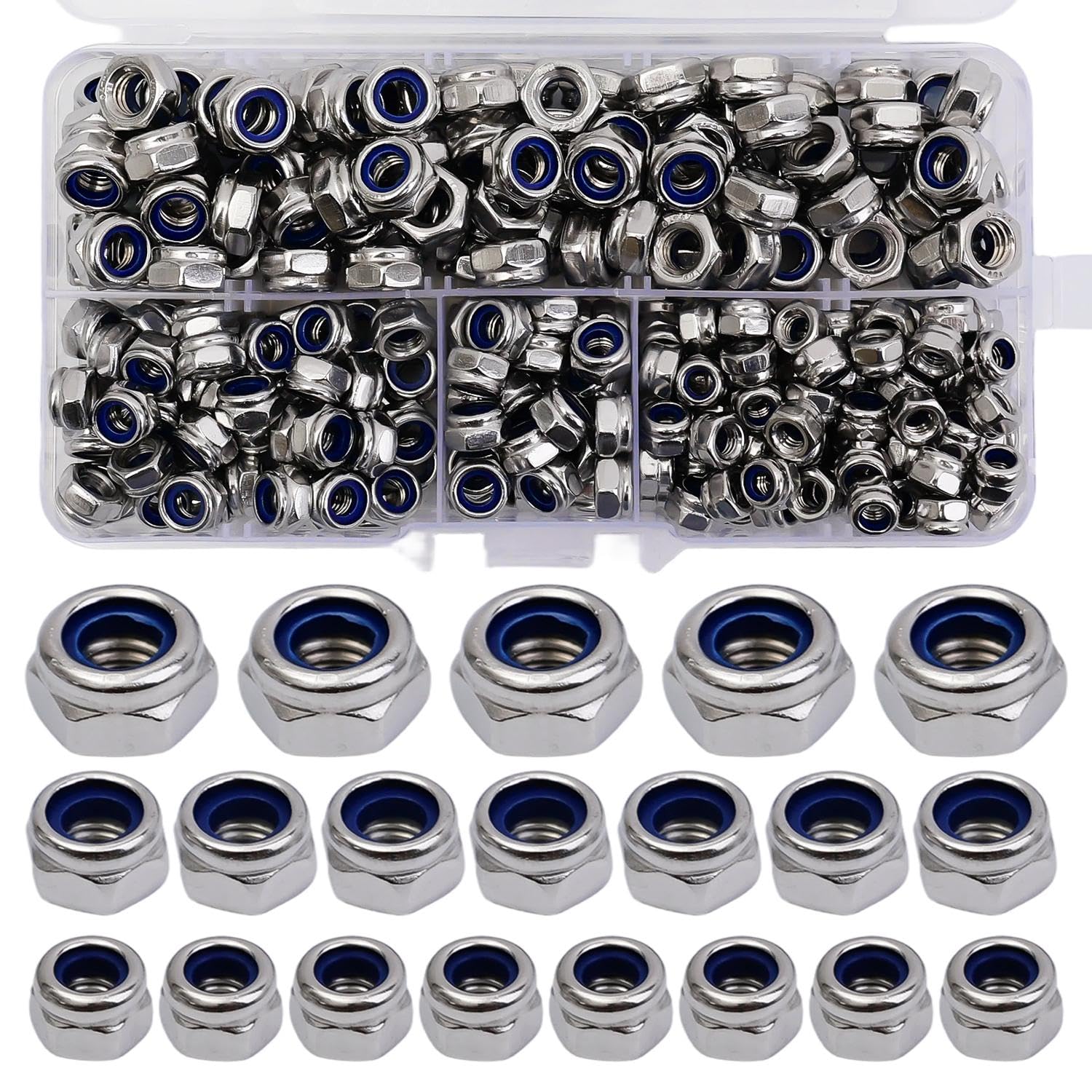 150PCS M4 M5 M6 Stainless Steel Self-Lock Nuts Furniture Fastener Nuts Wood Screws Connector Nuts Furniture Hardware Supplies