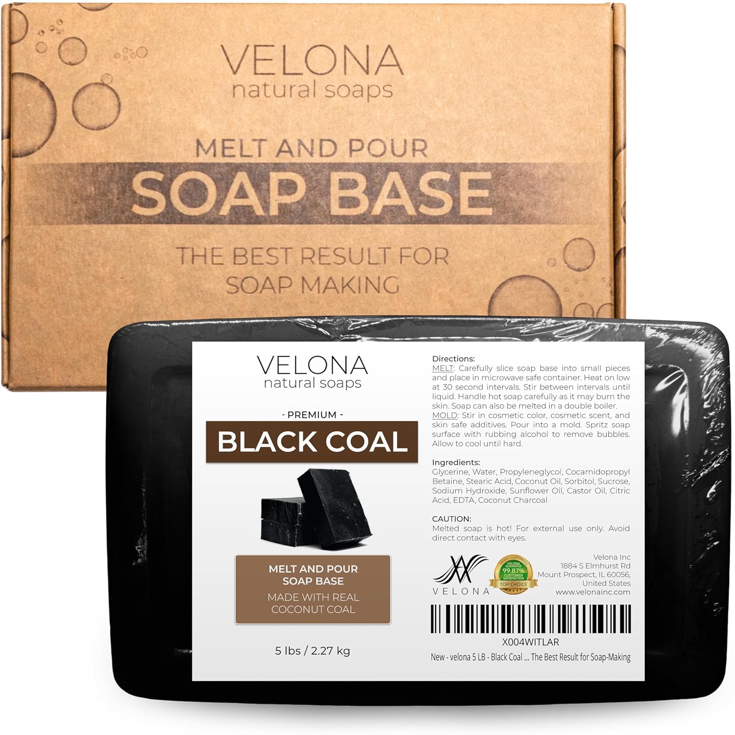 velona 5 LB - Black Coal Soap Base SLS/SLES Free | Melt and Pour | Natural Bars for The Best Result for Soap-Making