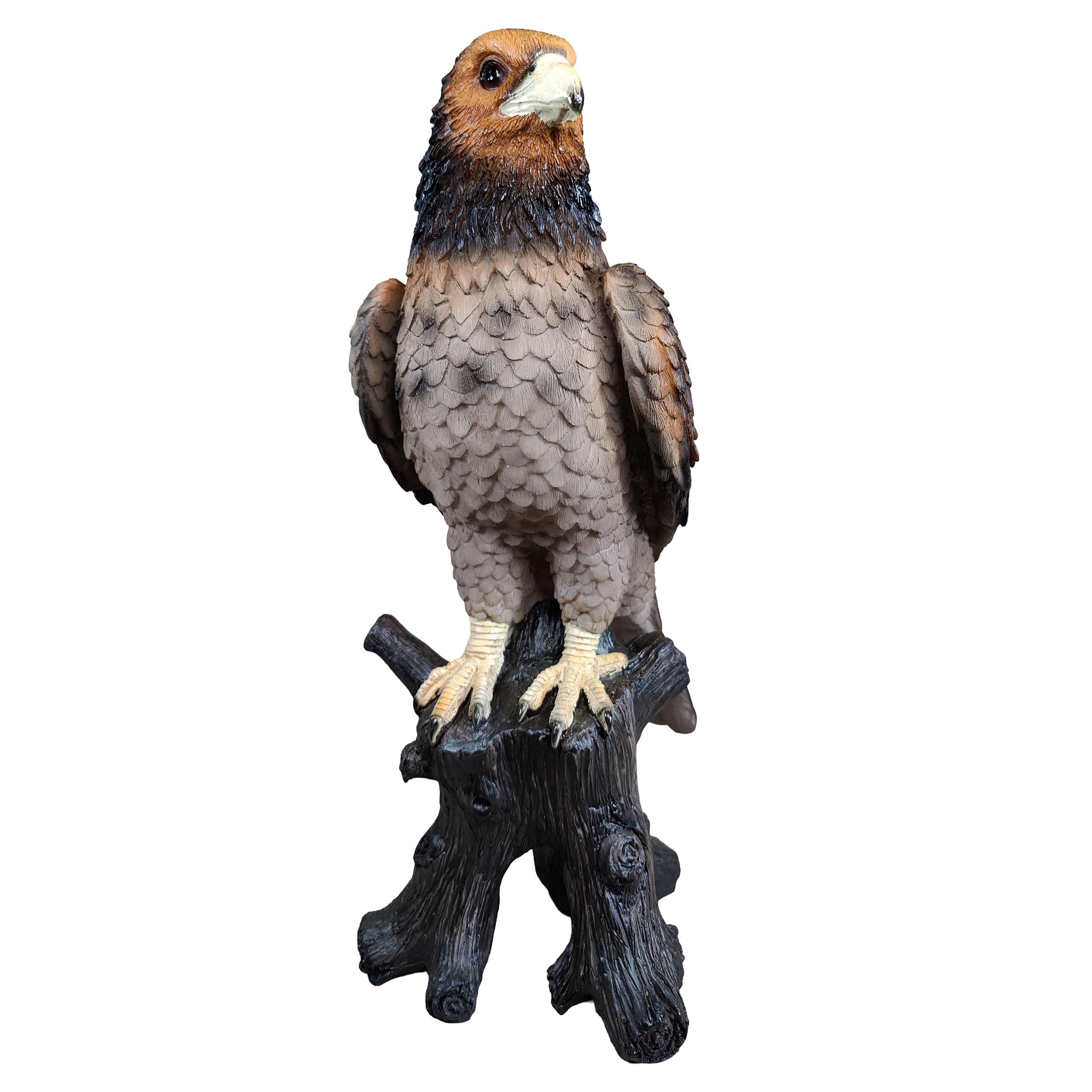 colourliving Adler Figur XXL und XL, Gartenfigur auf Baumstamm als Deko Greifvogel für Garten Terrasse Balkon und Wohnbereich (XL)