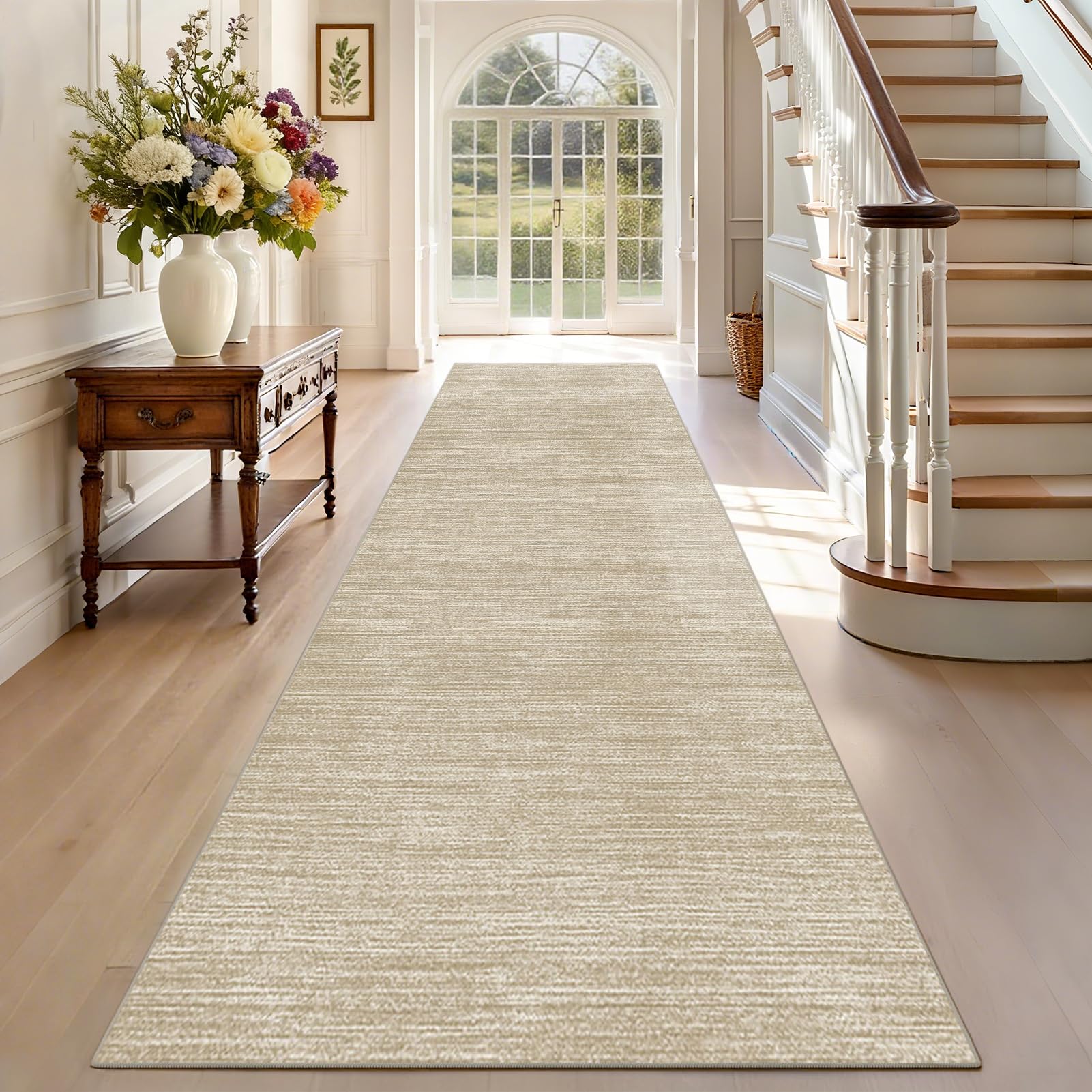 Tappeto Cucina Antiscivolo Lavabile Tappeto Tappeto Ingresso Corridoio Passatoia Corridoio Tappeti Tappeti Stretti per Cucina Soggiorno Camera da Letto 60 x 380 cm Beige