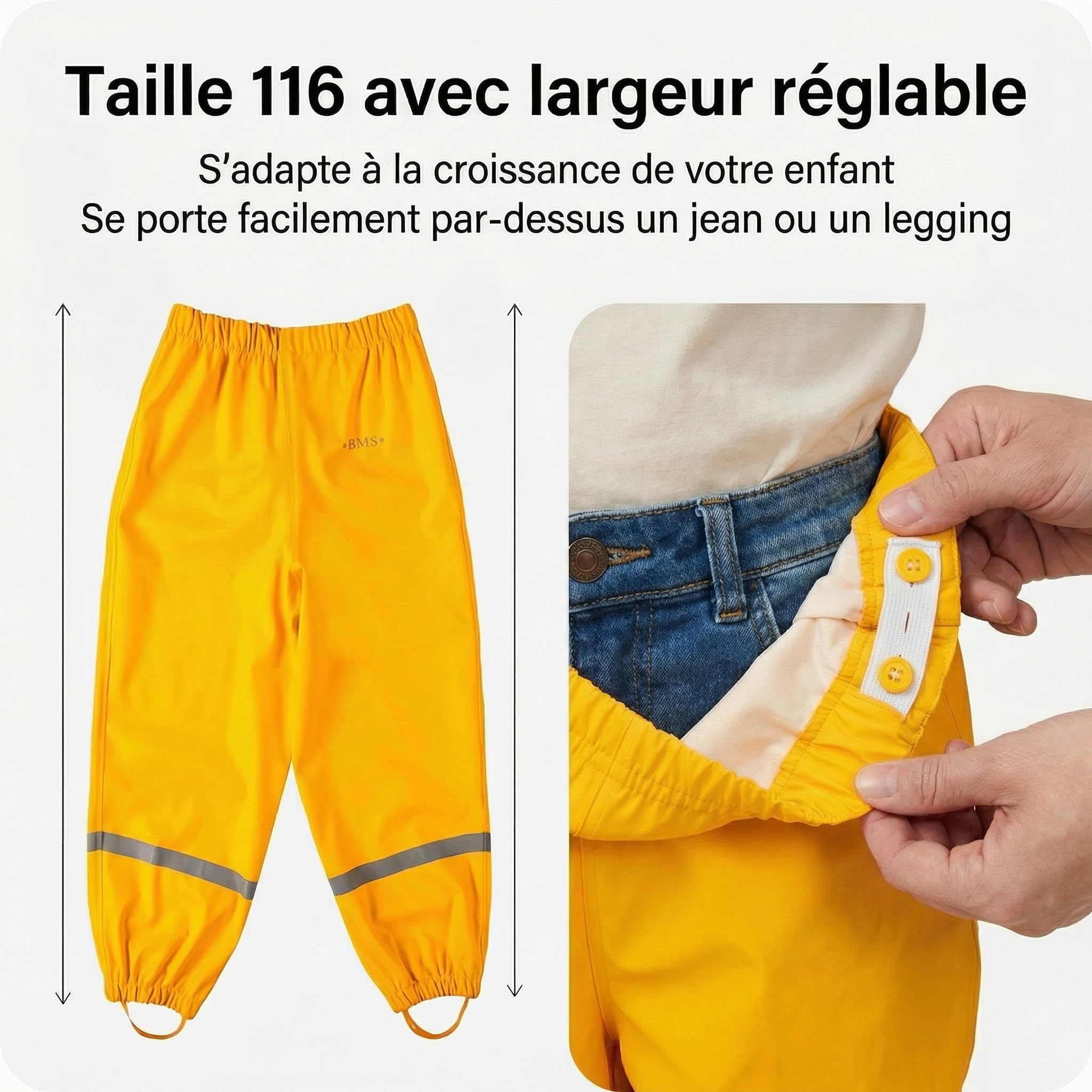 Pantalones de trabajo para la lluvia SoftSkin BMS amarillo 116 cm