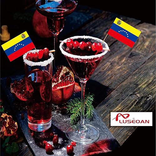 Miniatura 4 de Bandera de Venezuela con palillo de dientes de la República Bolivariana de Venezuela para pequeños cupcakes de frutas, decoración de banderas, 100