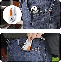 Vista 7 de Cuchillo utilitario premium, cortador plegable retráctil para cuchillos, cuchillo de afeitar de hoja de cambio rápido con 3 cuchillas adicionales, 2