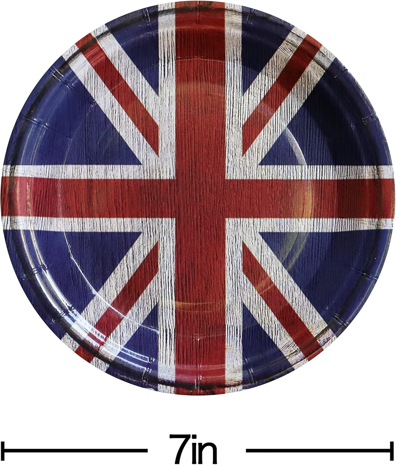Pandecor British Flag Party 7 Inches Paper Plates,50 Pieces Cake Dessert Plates for UK Celebrations (Pack of 2)