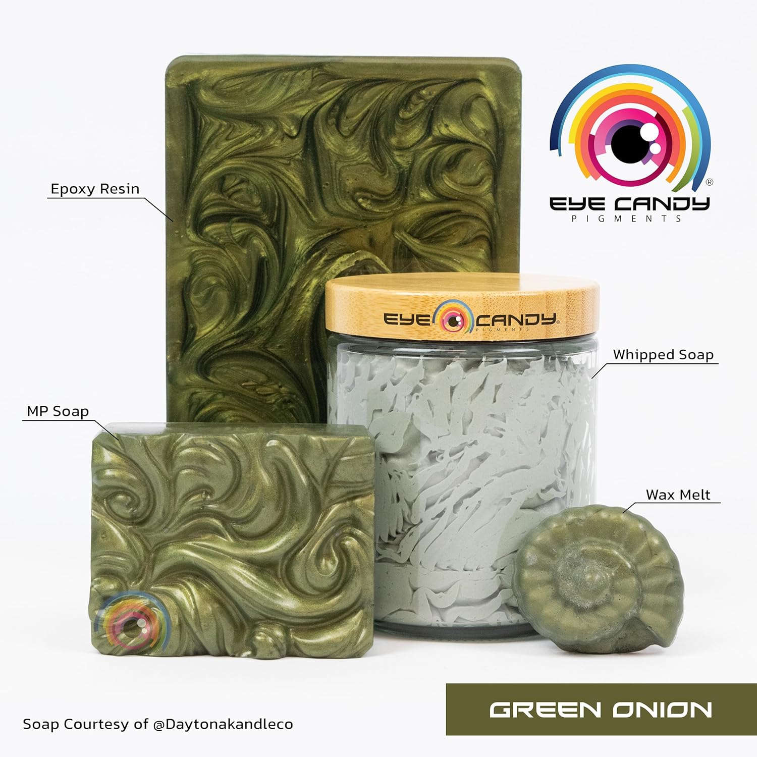 Eye Candy Pigments Premium Green Mica Powder - Green Onion (50gr) - for Epoxy, Resin, Soap, Paint, Woodworking, Acrylic Pouring, Bath Bombs, Fishing Lures - DIY Arts and Crafts Additive - Image 2