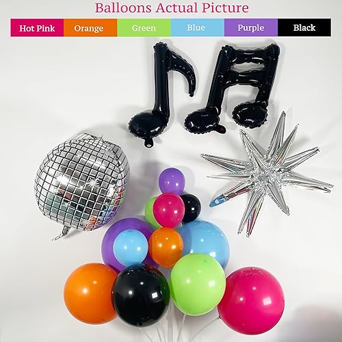 Miniatura 3 de Kit de guirnalda de arco de globos de los años 80 y 90, color brillante con cadena, globos de estrella de música disco para suministros de fiesta de