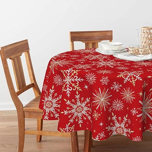 Miniatura 8 de Horaldaily Mantel de Navidad de 60 x 104 pulgadas, figura de palo de nieve simple, lavable, para decoración de fiesta, picnic, cena