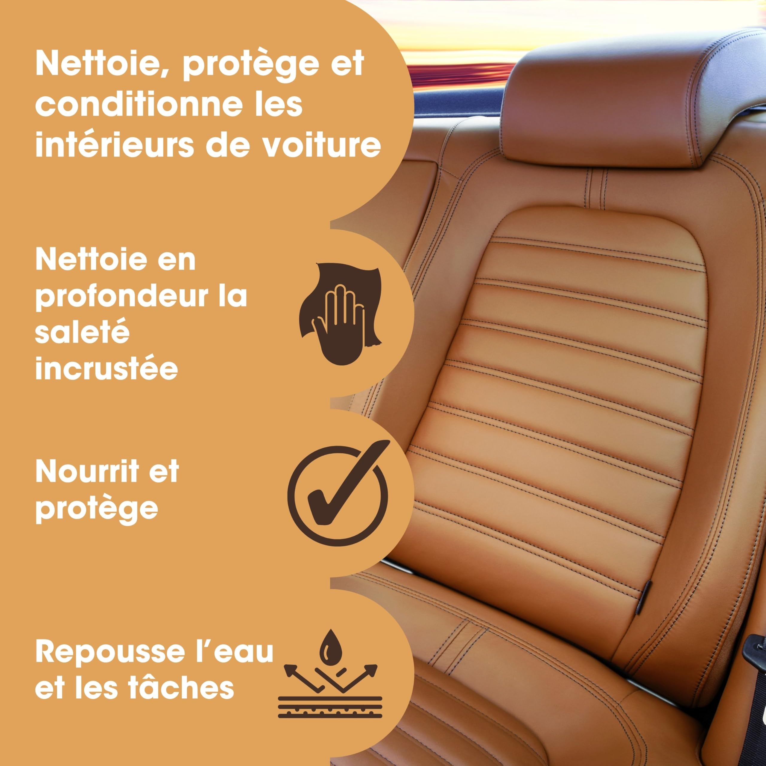 Kit Nettoyage Auto Sisbrill - Pour Tableau De Bord, Cuir Et Tissu - Nettoyant Et Protecteur - Finition Satinée