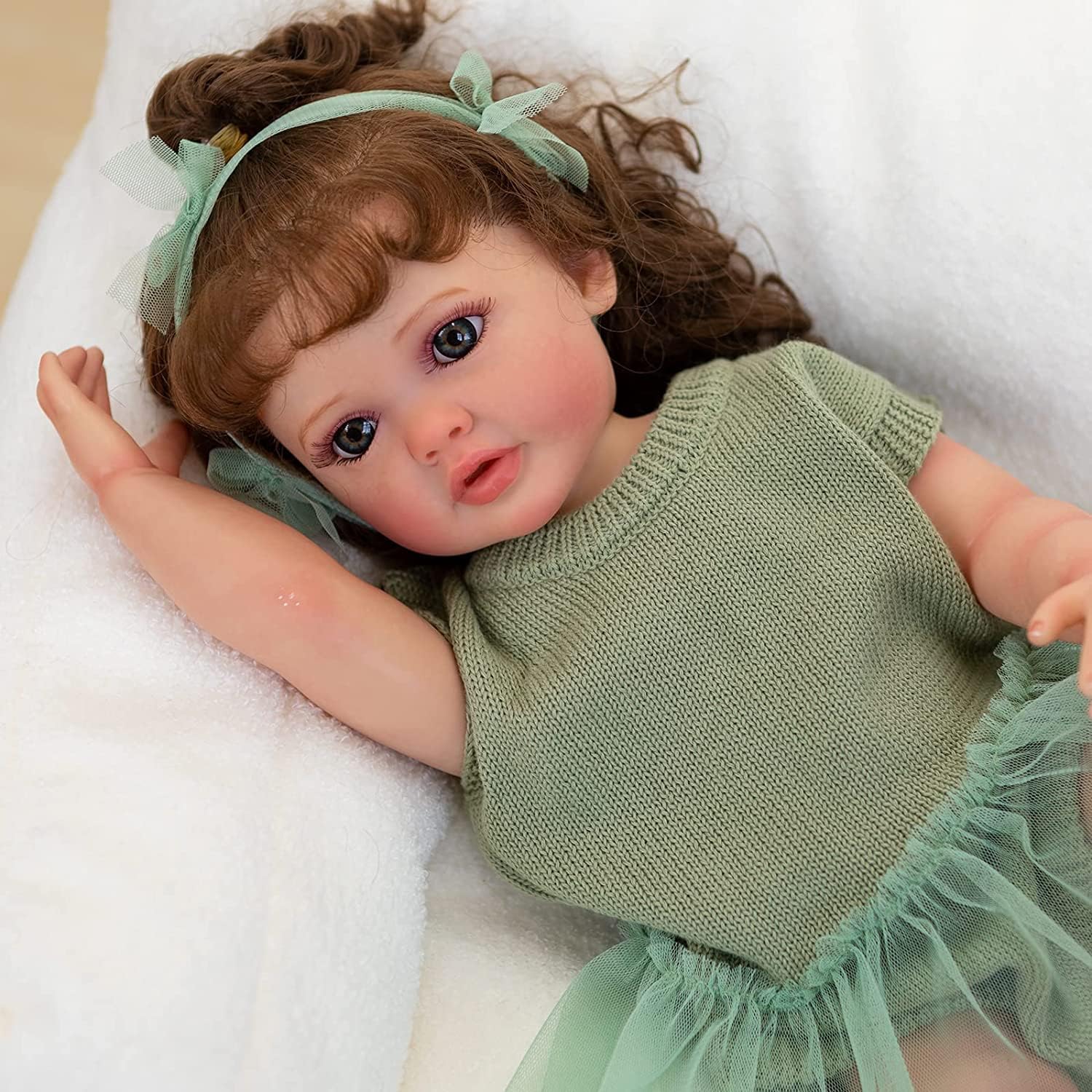 iCradle Reborn Baby Dolls Silicone Vinyl Full Body Grils- 22inch,Realistic Newborn Toddler Doll with Anatomically Correct Washable Toy Gifts for Age3+