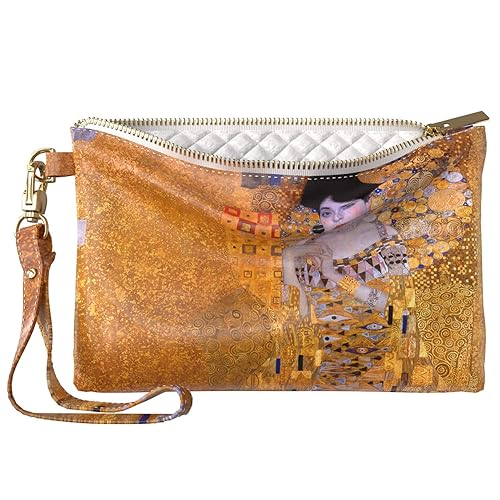 Miniatura 8 de Bolsa de maquillaje de 9.5 x 6 pulgadas, bolsa de almacenamiento, impresión de piel sintética, neceser con cremallera, estuche de viaje, reloj de