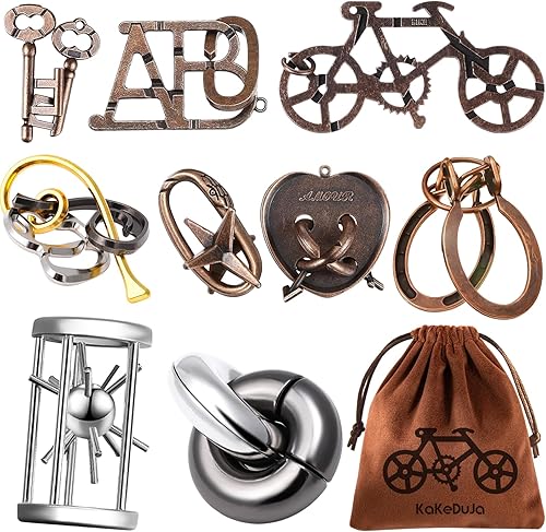 Juego de 9 piezas de rompecabezas de metal para el cerebro y el cerebro, juego de regalo para adultos y adolescentes