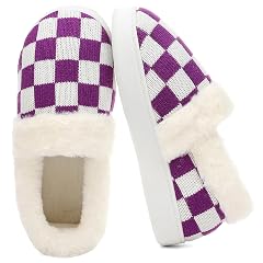 UBFEN Womens Fuzzy House Slippers Warm Bedroom Shoes with Faux Fur Lining Non Slip Memory Foam Slippers for