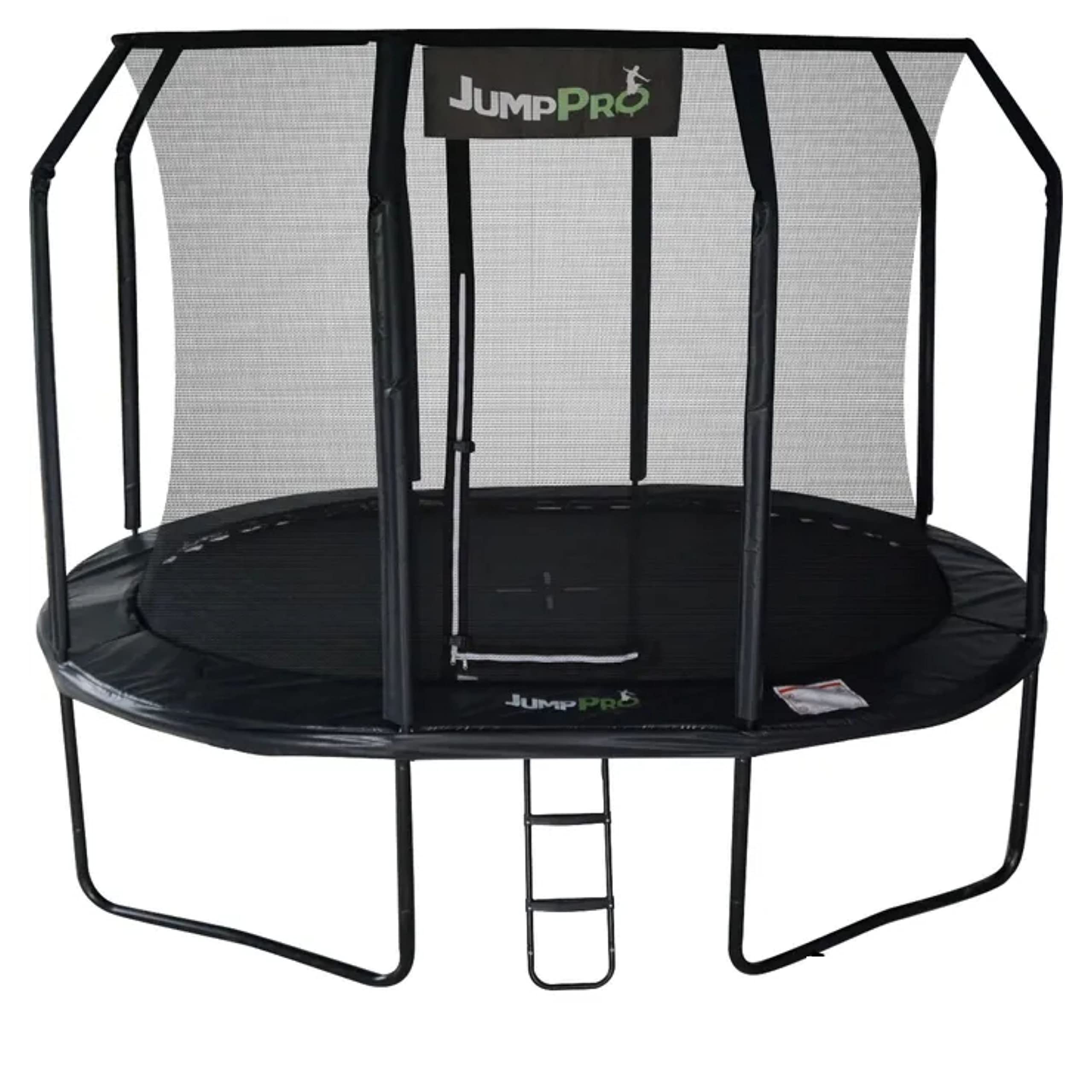 Jump PRO Xcel Oval Trampoline. Black Powder Coated Steel for Added Rust Protection in 3 sizes. Strong Sturdy Frame Black Padding. High Specification with Safety Ladder for Additional Safety.
