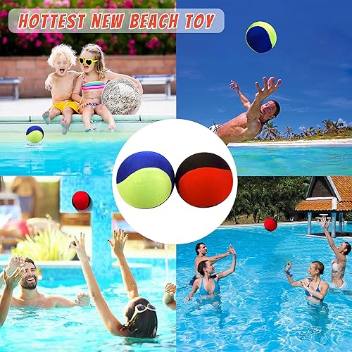 Vista 10 de Pelota de salto de agua de verano, paquete de 2 pelotas de rebote de agua, pelota de agarre para playa, piscina, río lago Azul