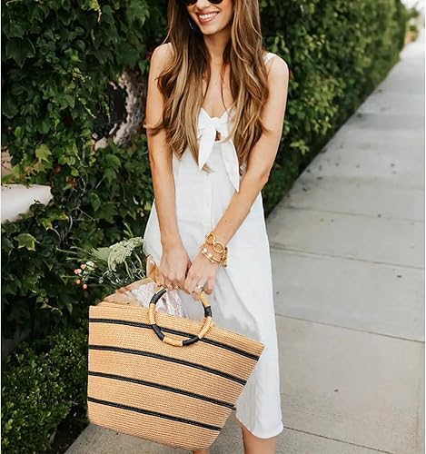 Miniatura 3 de Beach Bags for Women Straw Tote Bag Summer Beach Bag Large Woven Straw Tote for Vacation Holiday