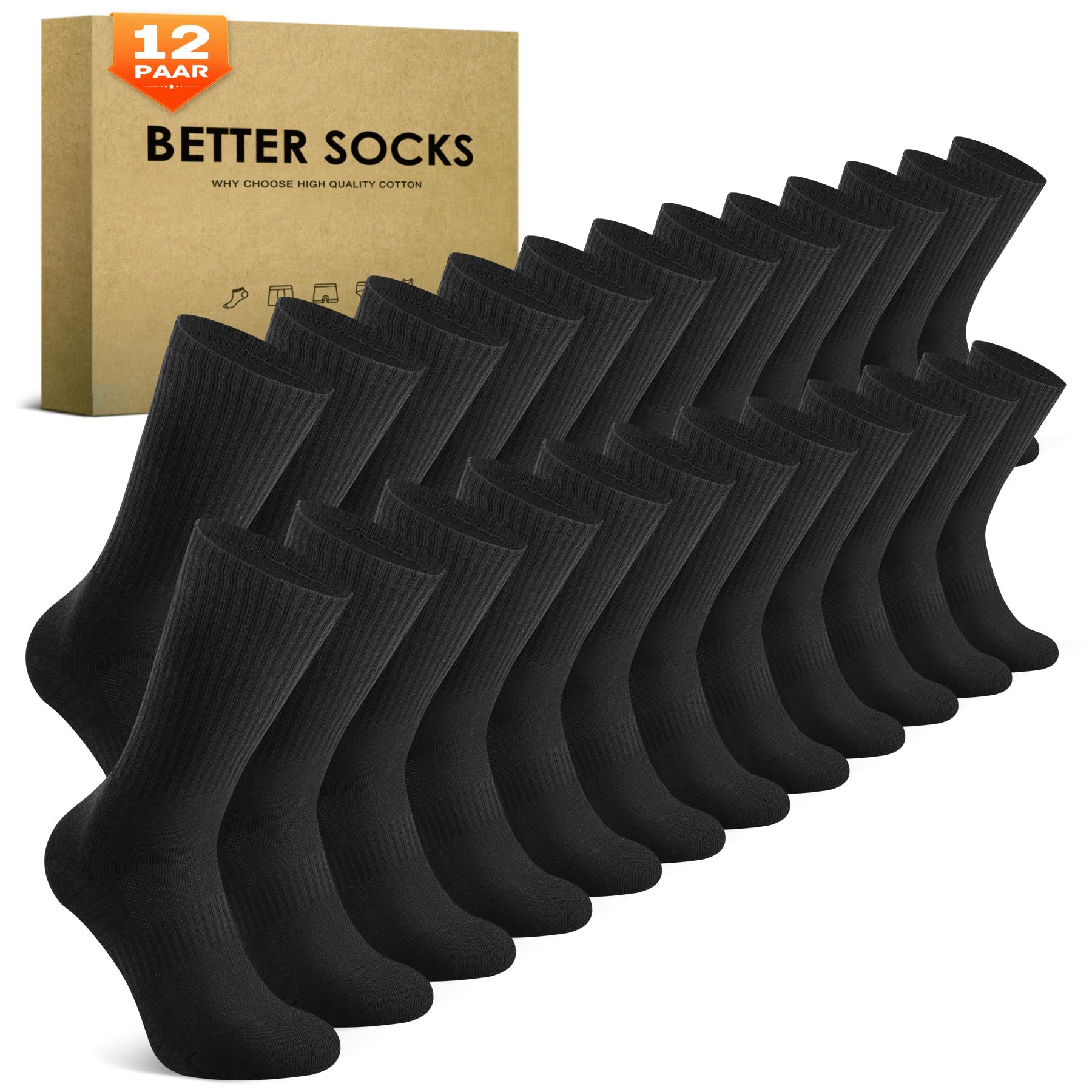 TUUHAW 6/12 Paia Calzini Uomo e Donna Sportivi Lunghe Cotone Sport Calzettoni con Buona Elasticità Alti Socks Calze Traspiranti