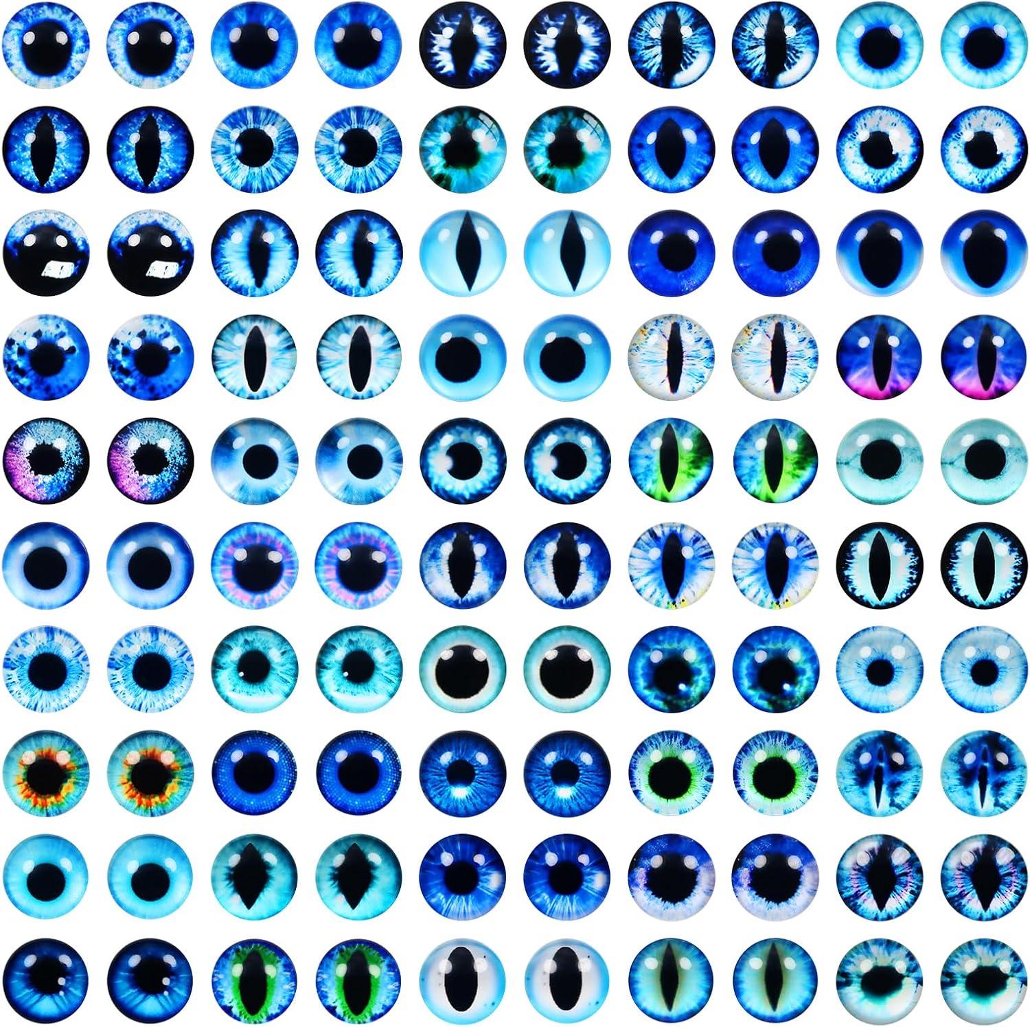 TOAOB 100pcs Glass Dragons Eyes 8mm Blue Craft Eyes Cabochons for Jewelry Making Findings DIY Clay Doll Making