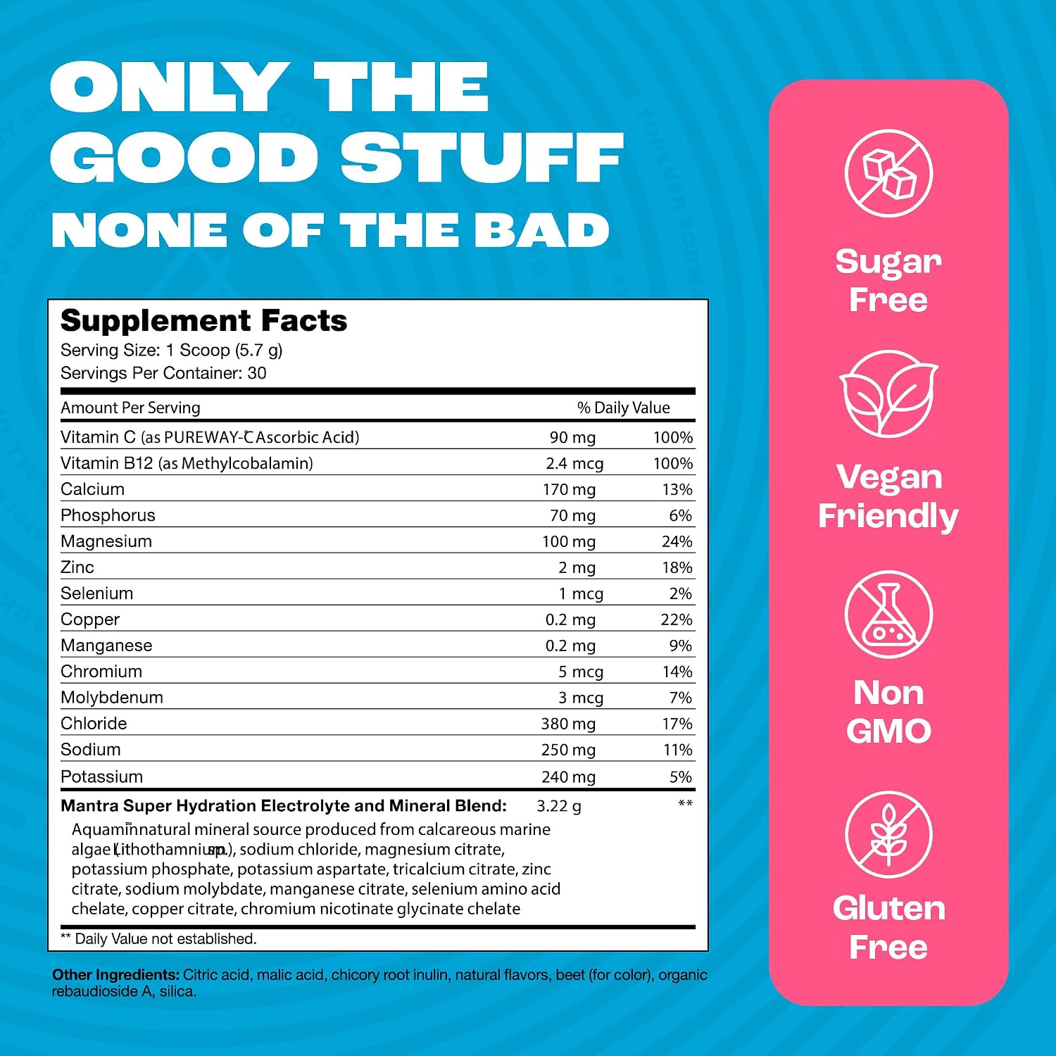Zahler Mantra Hydrate – Sugar Free Electrolytes Powder – No Sugar Hydration Powder Electrolyte Mix Supplement – Minerals and 100% of Vitamin C & B12 – Keto Paleo Vegan Kosher Made in USA (Wild Berry)
