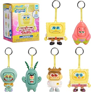 HAPPY HAUL Spongebob Squarepants Many Moods Shifts Clip-on Fidget Figs | Drop 2 Blind Box Collectibles, 3.5-Inch Clip-on with Spinning Face by Just Play Short-Run Drop, Ages 8+
