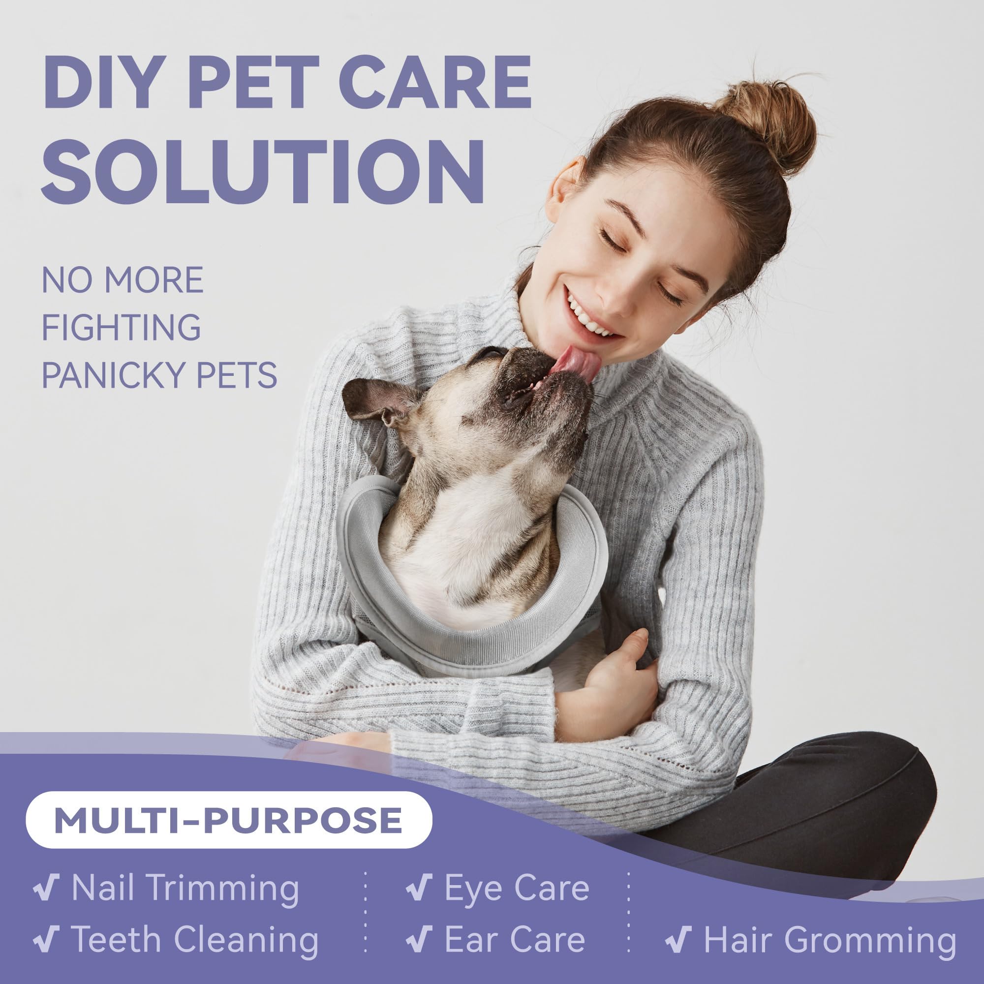 Loflaze Arnés de Hamaca de Aseo para Perros y Gatos con cortaúñas para Mascotas, Correa para Colgar para Recortar uñas, Bolsa de sujeción para Perros pequeños, medianos y Grandes (Gris, XL)