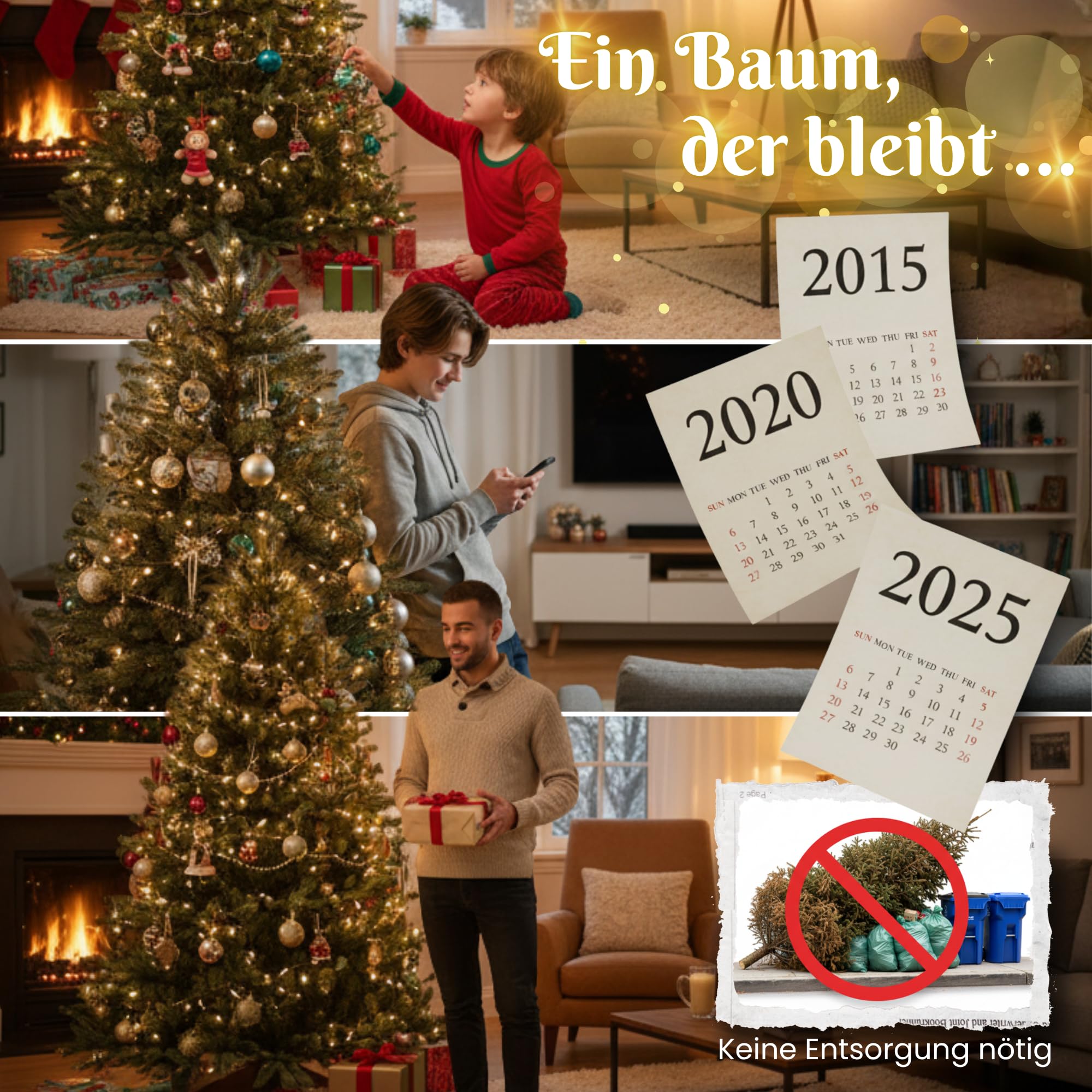 Künstlicher Weihnachtsbaum 220 cm - PVC & Spritzguss Tannenbaum künstlich mit Ständer - Premium Weihnachtsbaum künstlich 220cm - PVC Christbaum wie echt naturgetreu - Outdoor & Indoor Christmas Tree