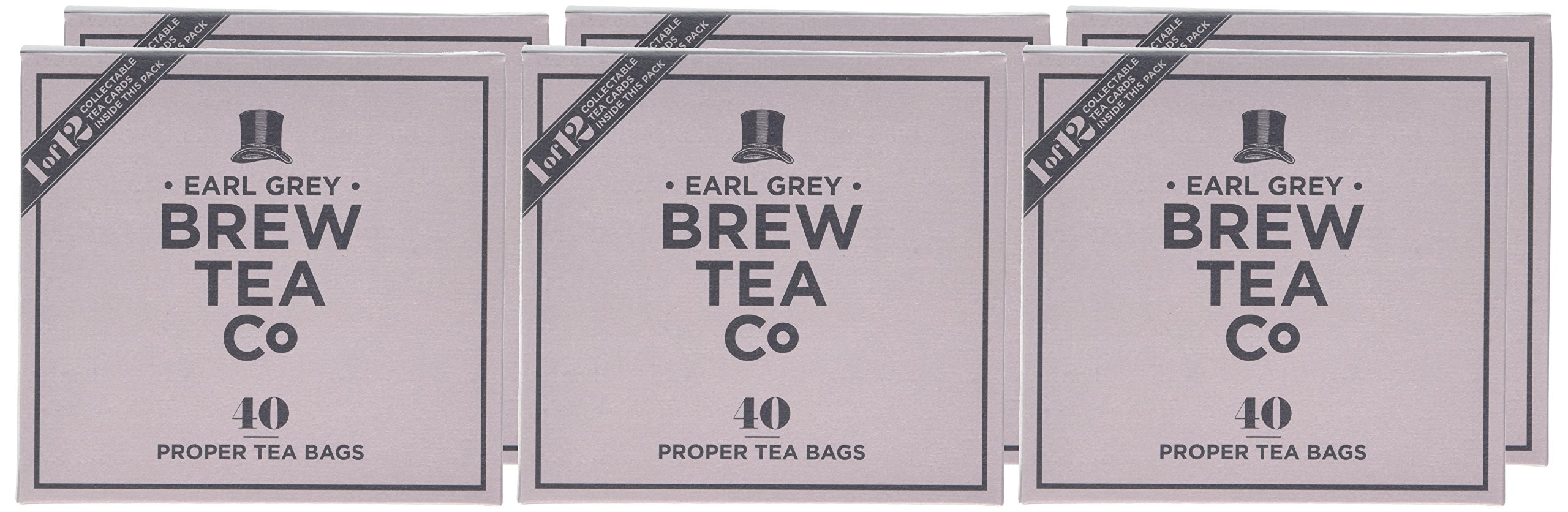 Brew Tea Co Earl Grey - Confezione da 6 bustine di tè da 40 pezzi, colore: Grigio